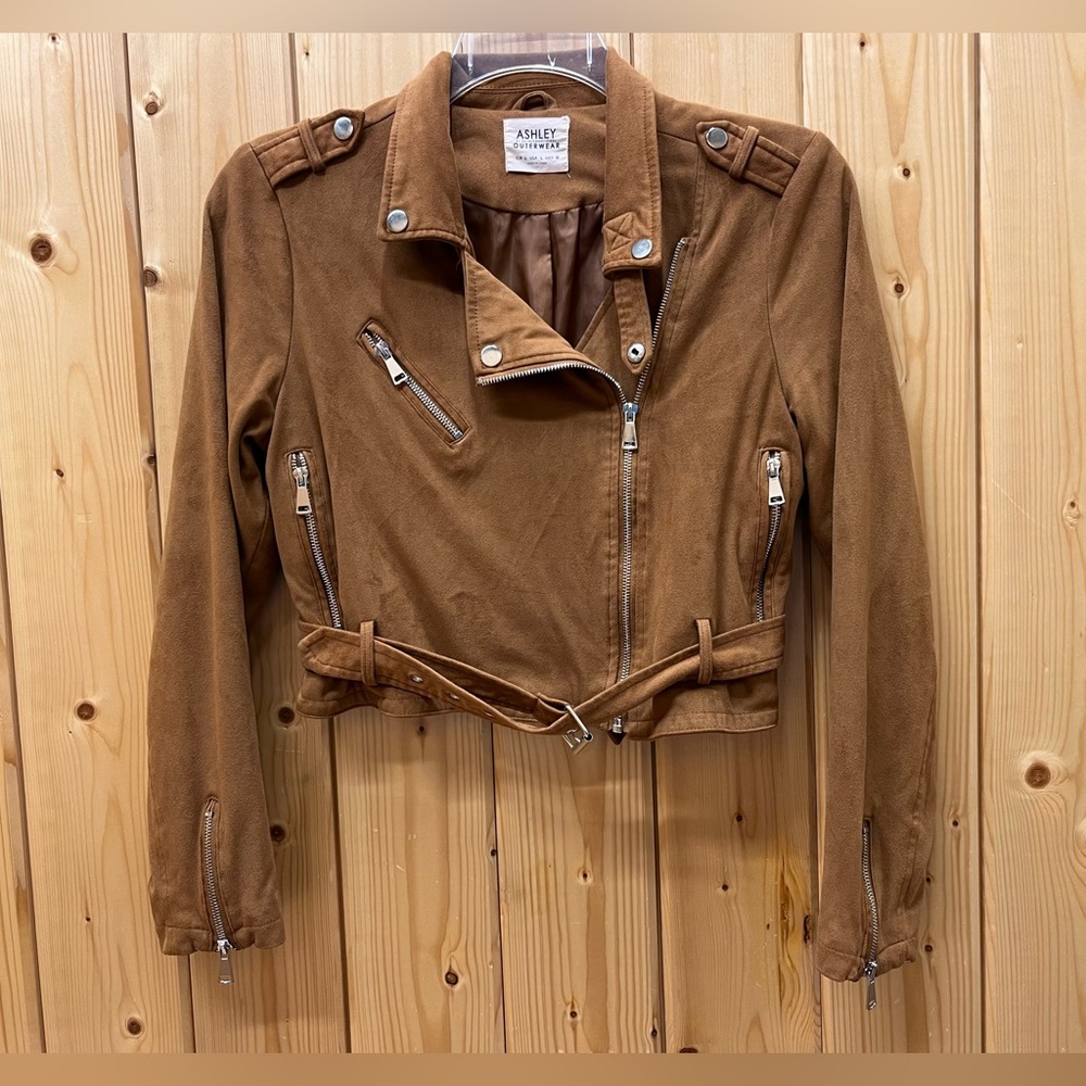 Ashley by 26 International Suede Cropped Moto Jacket, Large - Picture 2 of 10